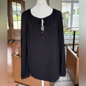Ann Taylor  Black Tie-Neck Blouse